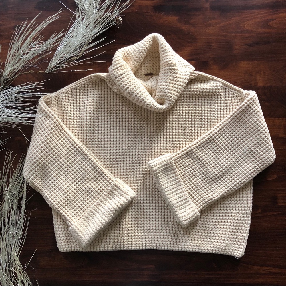 Free People Cropped Turtle Neck Sweater